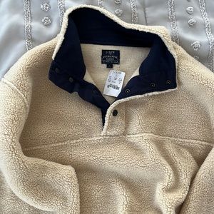 J.CREW Men’s Authentic Fleece Sherpa Mock Neck Pullover Sweater